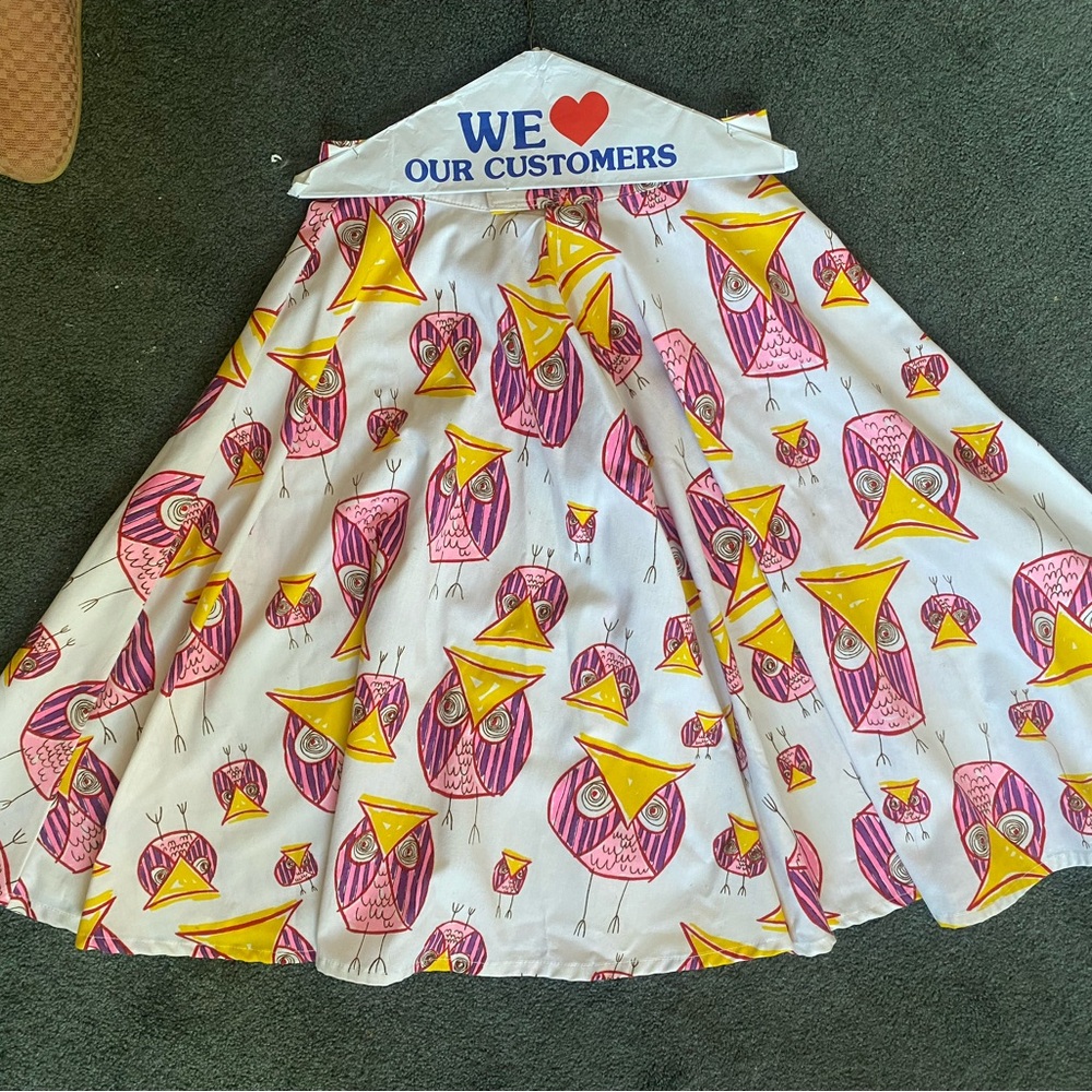Colorful 1970s Owl Print Skirt